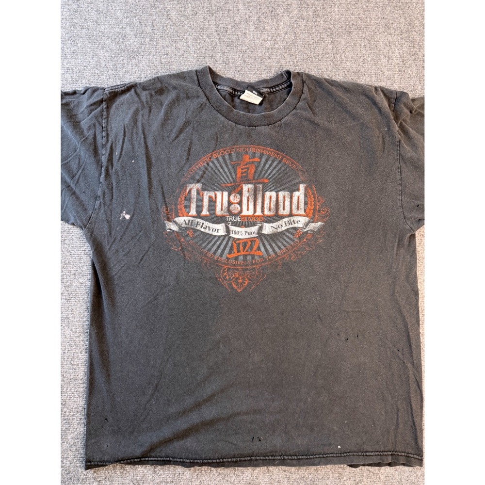 HBO True Blood Shirt Mens XL Black Graphic‎ Tee Cotton Faded Distressed 2009 Y2K